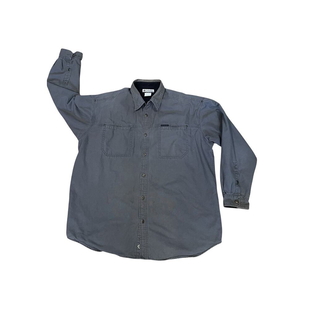 Columbia Shacket Shirt Jacket Fleece Men’s Size 2XB Gray Button Up W/Pockets